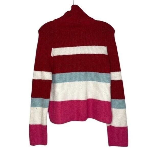 Abound Womens Size S Multicolored Cowl Neck Striped Knit Pullover Sweater - Picture 2 of 12